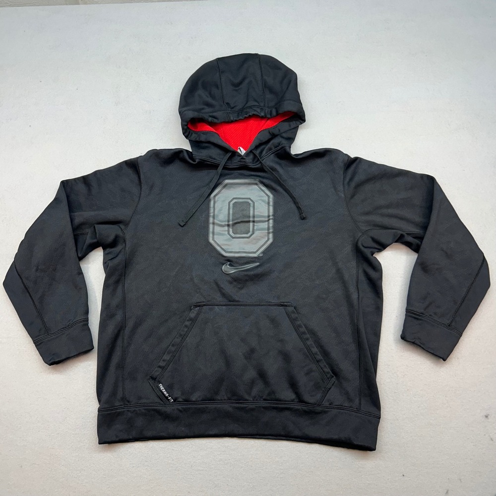 Nike Therma-FIT Ohio State Buckeyes Hoodie Mens Large Black Pullover Sweatshirt